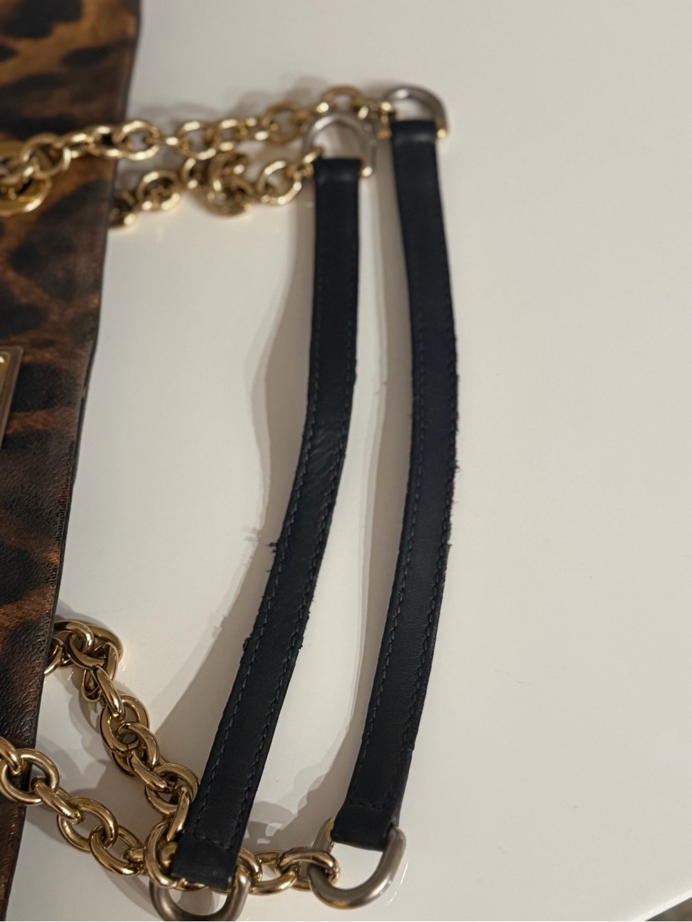 Dolce & Gabbana Leopard Print Chain Tote - Brown & Black - Picture 4 of 7